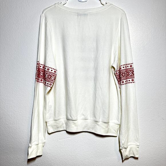 Wildfox Sweater Ski List Winter Pullover Lightweight Crew Neck White Medium NWT - Picture 5 of 5